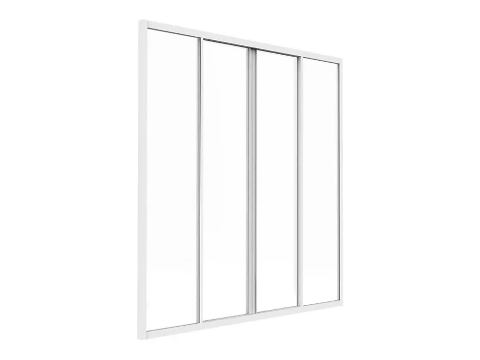 Vente-unique Verrière coulissante en aluminium thermolaqué blanc 120x130 cm - RAVENA