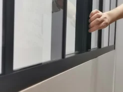 Vente-unique Verrière coulissante en aluminium thermolaqué noir 180x130 cm - RAVENA