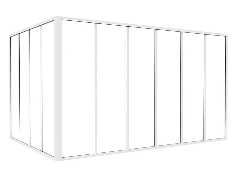 Verrière d'angle d'atelier en aluminium thermolaqué - L180 x L120 x H105 - Blanc - BAYVIEW-Vente-unique