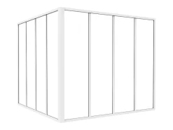 Vente-unique Verrière d'angle d'atelier en aluminium thermolaqué - L120 x L120 x H105 - Blanc - BAYVIEW