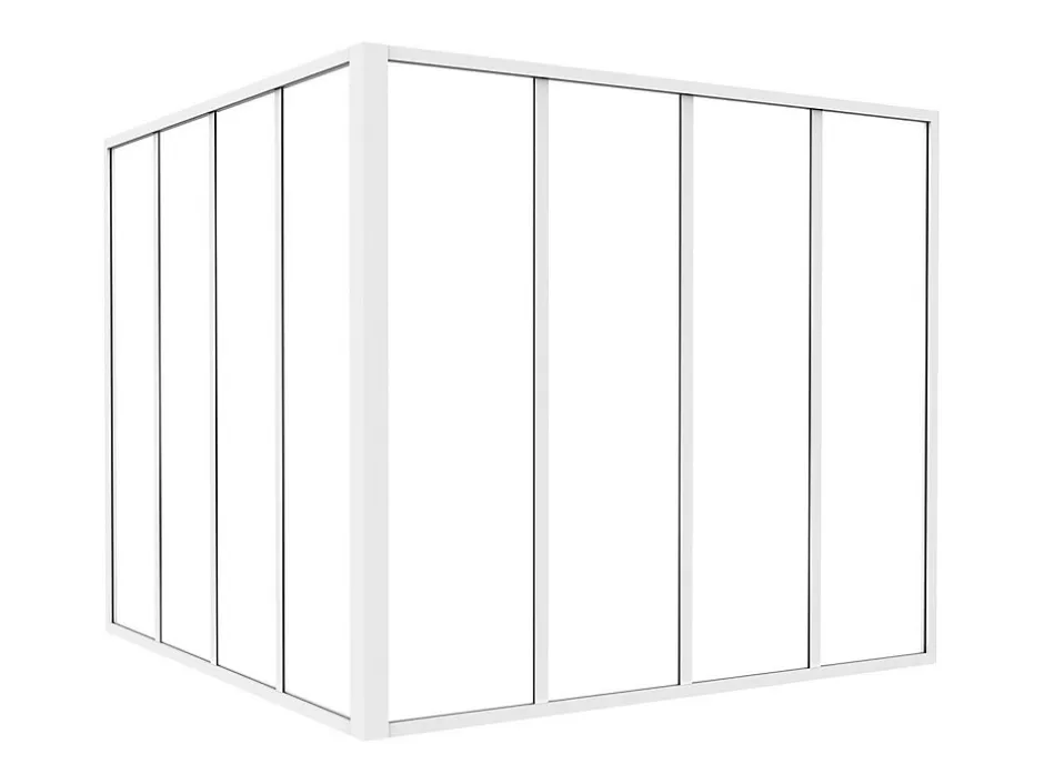 Vente-unique Verrière d'angle d'atelier en aluminium thermolaqué - L120 x L120 x H105 - Blanc - BAYVIEW