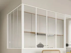 Vente-unique Verrière d'angle d'atelier en aluminium thermolaqué - L120 x L120 x H105 - Blanc - BAYVIEW