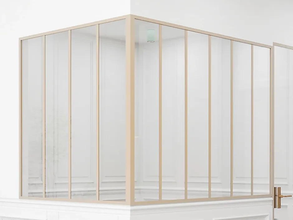 Verrière d'angle d'atelier en aluminium thermolaqué - L180 x L120 x H130 - Naturel clair - BAYVIEW-Vente-unique Best