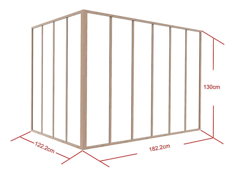 Verrière d'angle d'atelier en aluminium thermolaqué - L180 x L120 x H130 - Naturel clair - BAYVIEW-Vente-unique Best