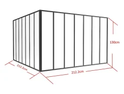 Verrière d'angle d'atelier en aluminium thermolaqué - L210 x L210 x H130 - Noir - BAYVIEW-Vente-unique Outlet