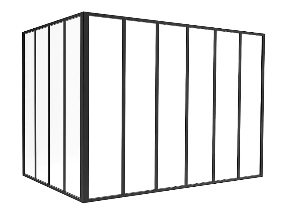 Vente-unique Verrière d'angle d'atelier en aluminium thermolaqué - L180 x L120 x H130 - Noir - BAYVIEW