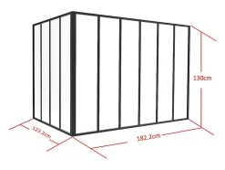 Vente-unique Verrière d'angle d'atelier en aluminium thermolaqué - L180 x L120 x H130 - Noir - BAYVIEW