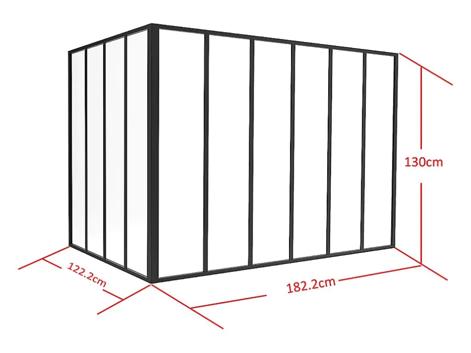 Vente-unique Verrière d'angle d'atelier en aluminium thermolaqué - L180 x L120 x H130 - Noir - BAYVIEW