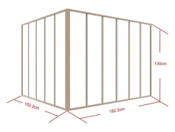 Verrière d'angle d'atelier en aluminium thermolaqué - L180 x L150 x H130 - Naturel clair - BAYVIEW-Vente-unique Clearance