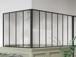 Verrière d'angle d'atelier en aluminium thermolaqué - L210 x L120 x H105 - Noir - BAYVIEW-Vente-unique Best