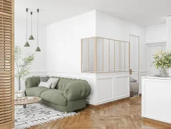 Verrière d'angle d'atelier en aluminium thermolaqué - L180 x L60 x H105 - Naturel clair - BAYVIEW-Vente-unique Outlet