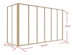 Verrière d'angle d'atelier en aluminium thermolaqué - L180 x L60 x H105 - Naturel clair - BAYVIEW-Vente-unique Outlet