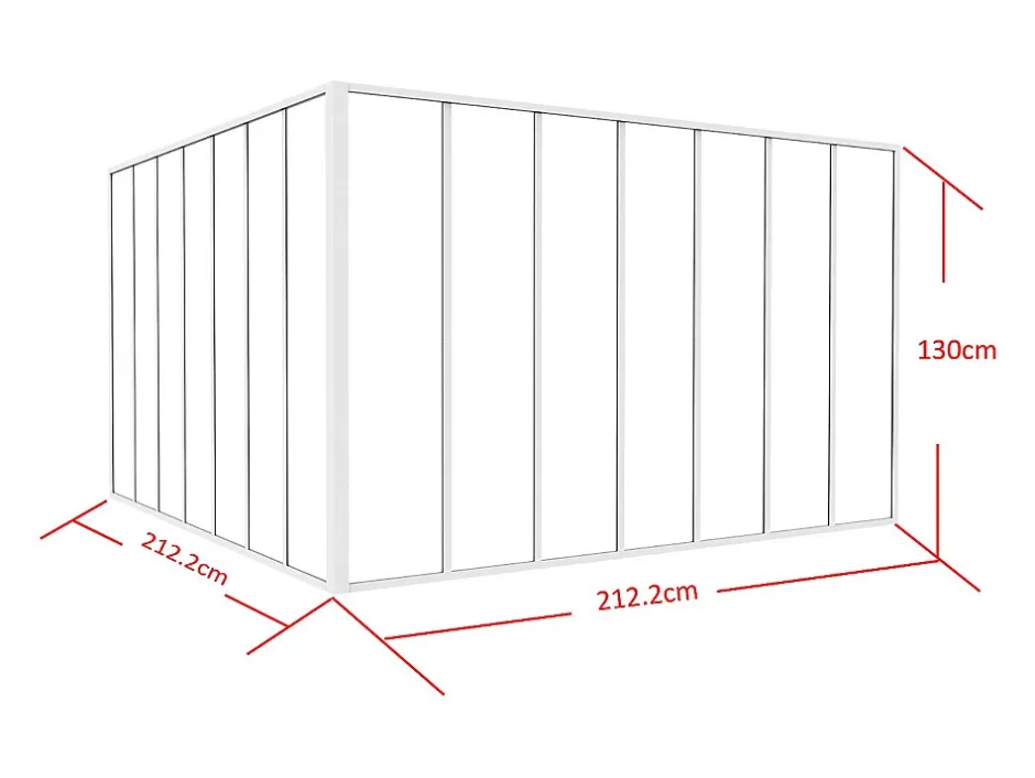 Vente-unique Verrière d'angle d'atelier en aluminium thermolaqué - L210 x L210 x H130 - Blanc - BAYVIEW