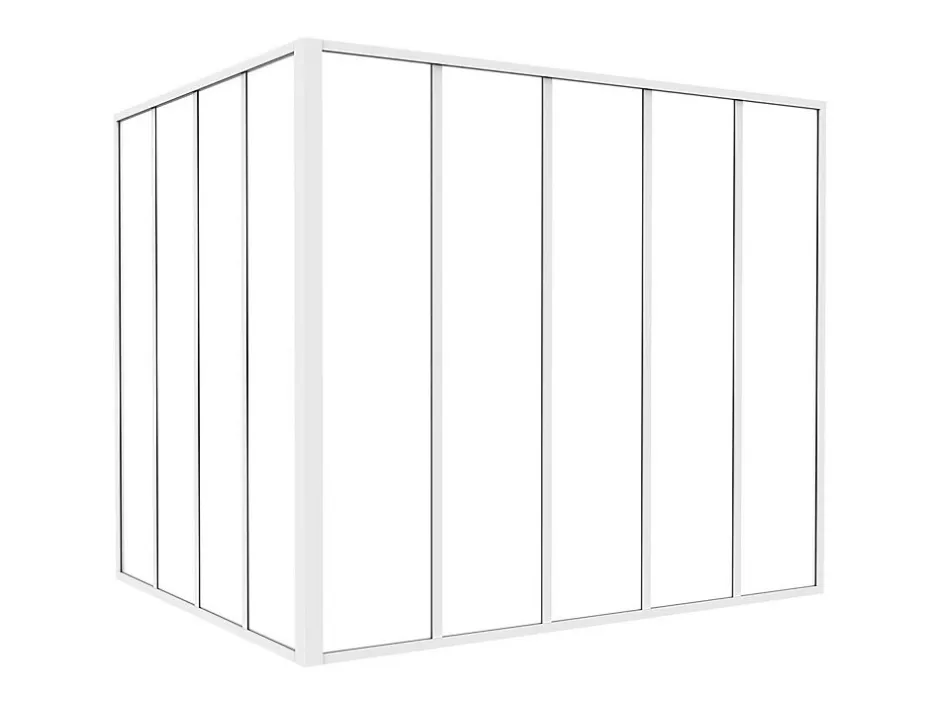 Vente-unique Verrière d'angle d'atelier en aluminium thermolaqué - L150 x L120 x H130 - Blanc - BAYVIEW