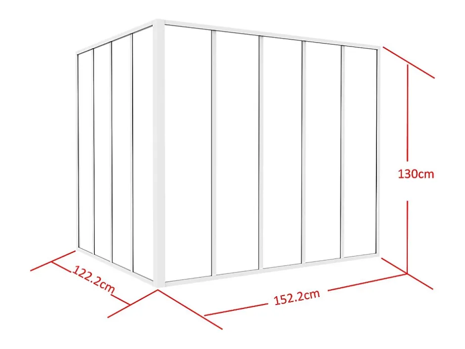 Vente-unique Verrière d'angle d'atelier en aluminium thermolaqué - L150 x L120 x H130 - Blanc - BAYVIEW