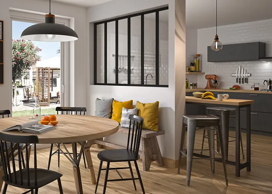 Optimum Verrière en aluminium noir 6 carreaux H.110 x 183,2 cm