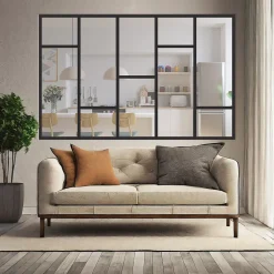 MySystem Verrière Loft 5 sections - L x H : 160 x 150 cm - Laqué noir 9005 granité - vitrages inclus