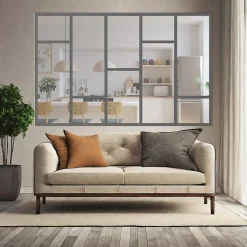 Verrière Loft 5 sections - L x H : 220 x 125 cm - Laqué gris 7016 granité - vitrages inclus-MySystem Discount