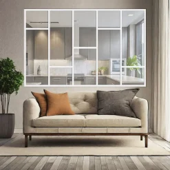 Verrière Loft 5 sections - L x H : 200 x 150 cm - Laqué blanc 9003 granité - vitrages inclus-MySystem Sale