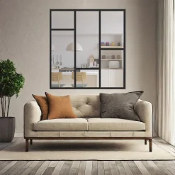 MySystem Verrière Loft 3 sections - L x H : 100 x 150 cm - Laqué noir 9005 granité - vitrages inclus