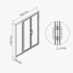 Mon Marché Déco Verrière Ouvrante en Acier 3 Carreaux - Noir