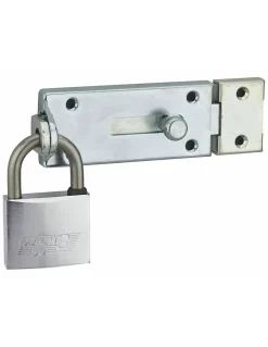 Thirard Verrou porte cadenas, longueur 150mm, pêne plat coulissant, gâche en acier cambré, acier zingué -