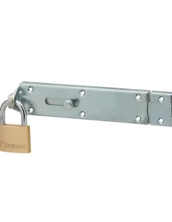 Thirard Verrou porte cadenas, longueur 250mm, pêne plat coulissant, gâche en acier cambré, acier zingué -