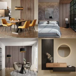 Vicco Panneau mural Chêne noir 8 pièces