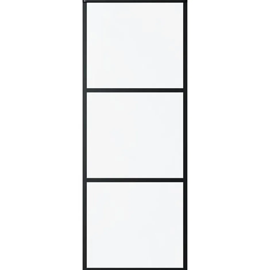 Vidaxl Porte coulissante Verre ESG et aluminium 76x205 cm Noir, 76 x 205 cm (l x H)