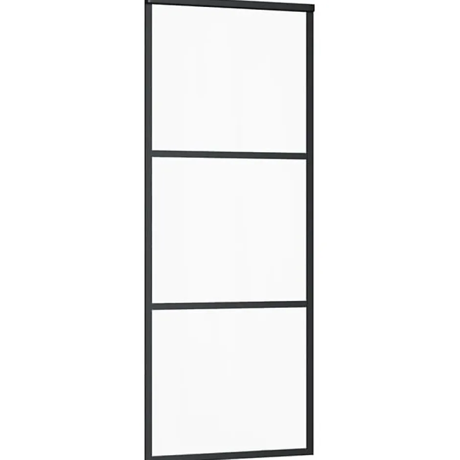 Vidaxl Porte coulissante Verre ESG et aluminium 76x205 cm Noir, 76 x 205 cm (l x H)