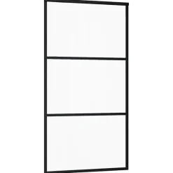 Porte coulissante Verre ESG et aluminium 102x205 cm Noir, 29.11 kg-Vidaxl Clearance