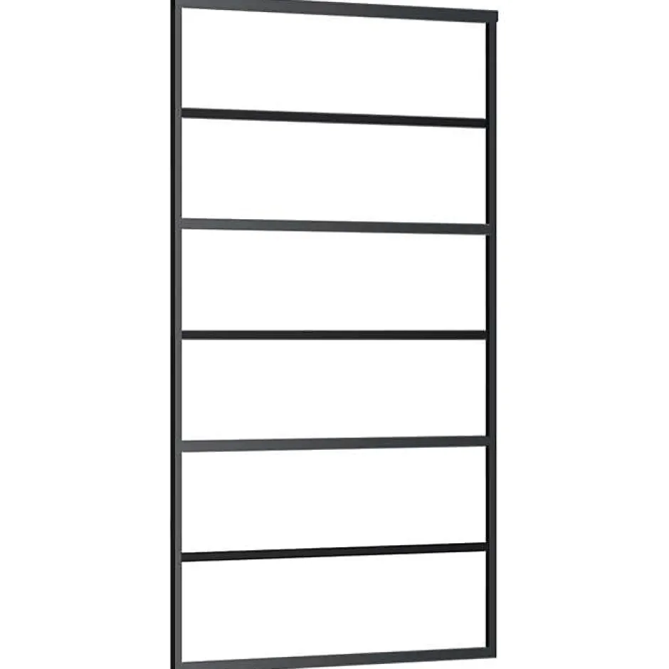 Porte coulissante Verre ESG et aluminium 102x205 cm Noir, 102 x 205 cm (l x H), 29.22kg-Vidaxl Online