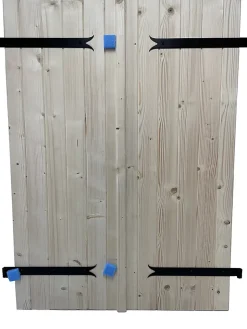 Volet battant acier et bois naturel - l.100 x H.125 cm - 2 vantaux