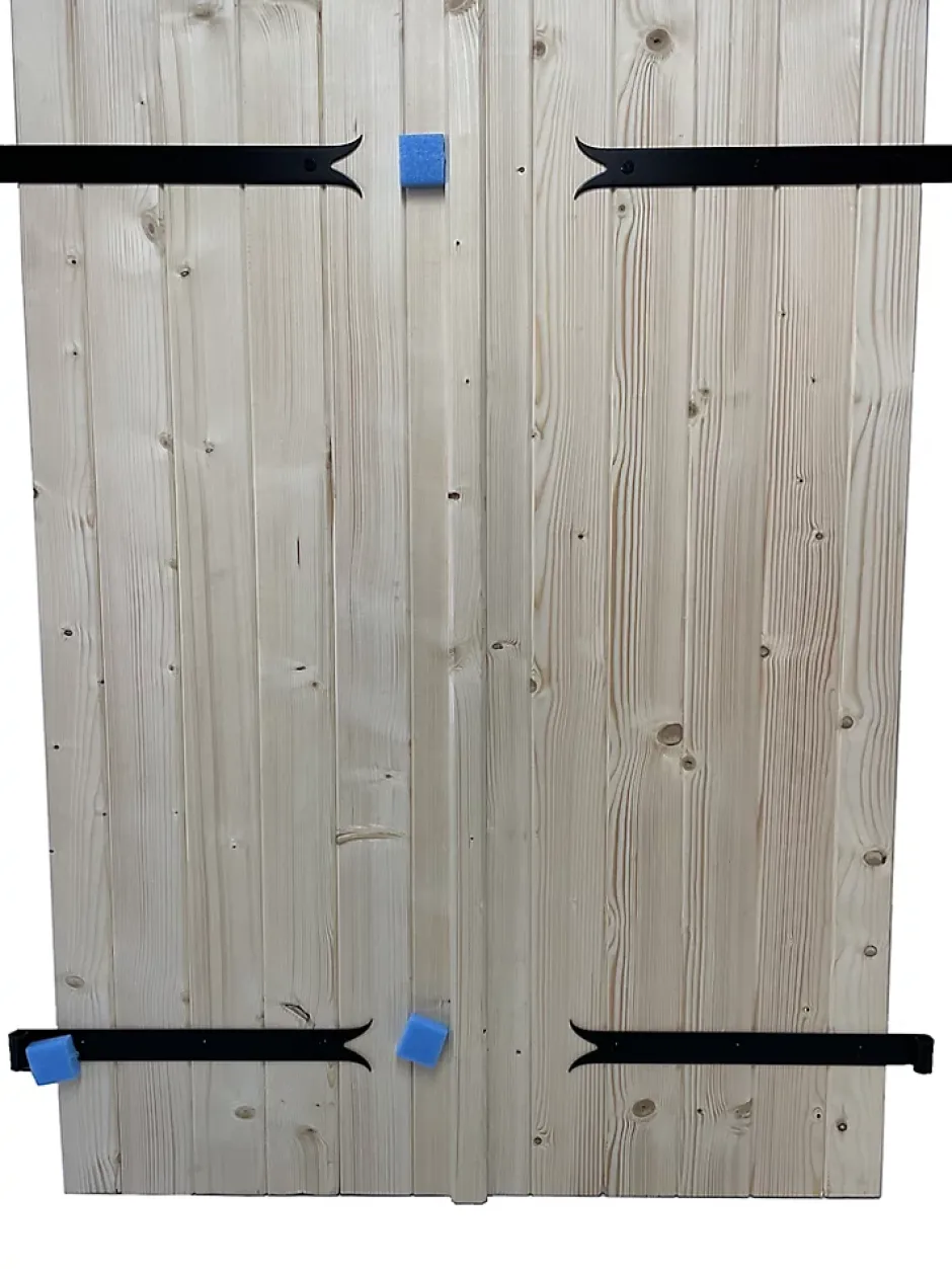 Volet battant acier et bois naturel - l.100 x H.125 cm - 2 vantaux