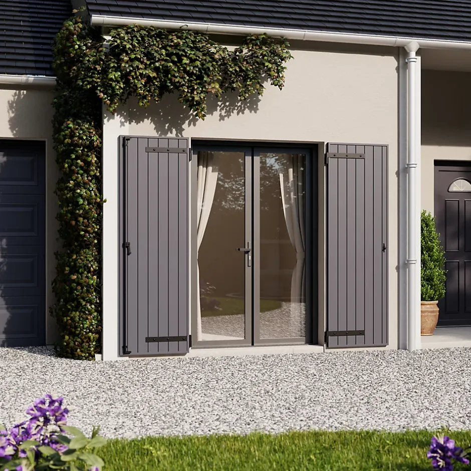 Fortia Volet battant aluminium anthracite - l.120 x H.225 cm - 2 vantaux