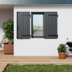 Volet battant aluminium anthracite - l.100 x H.155 cm - 2 vantaux-Fortia Best