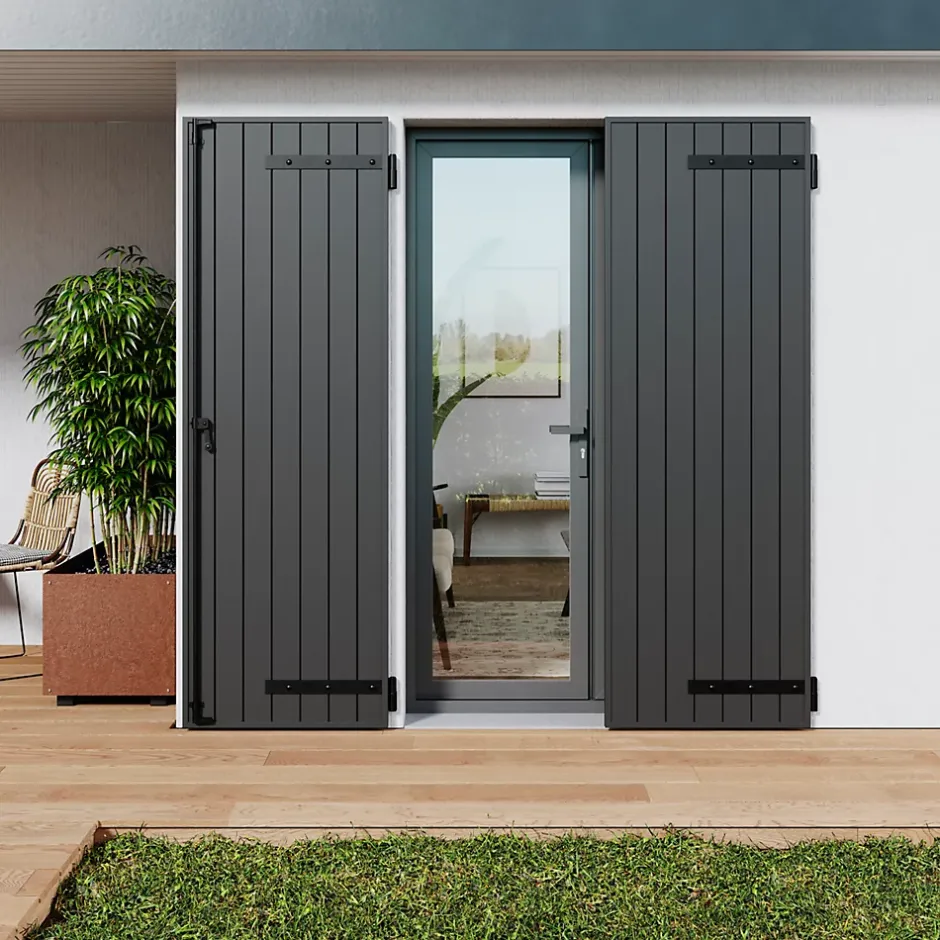 Fortia Volet battant aluminium anthracite - l.140 x H.215 cm - 2 vantaux