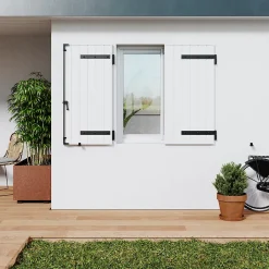 Volet battant aluminium blanc - l.120 x H.125 cm - 2 vantaux-Fortia Clearance