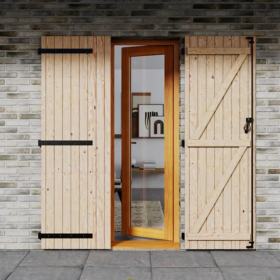 Volet battant bois naturel - l.120 x H.205 cm - 2 vantaux-Fortia Outlet