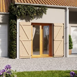 Volet battant bois naturel - l.120 x H.225 cm - 2 vantaux-Fortia New