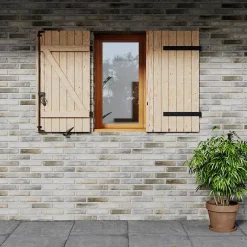 Volet battant bois naturel - l.100 x H.125 cm - 2 vantaux-Fortia Clearance