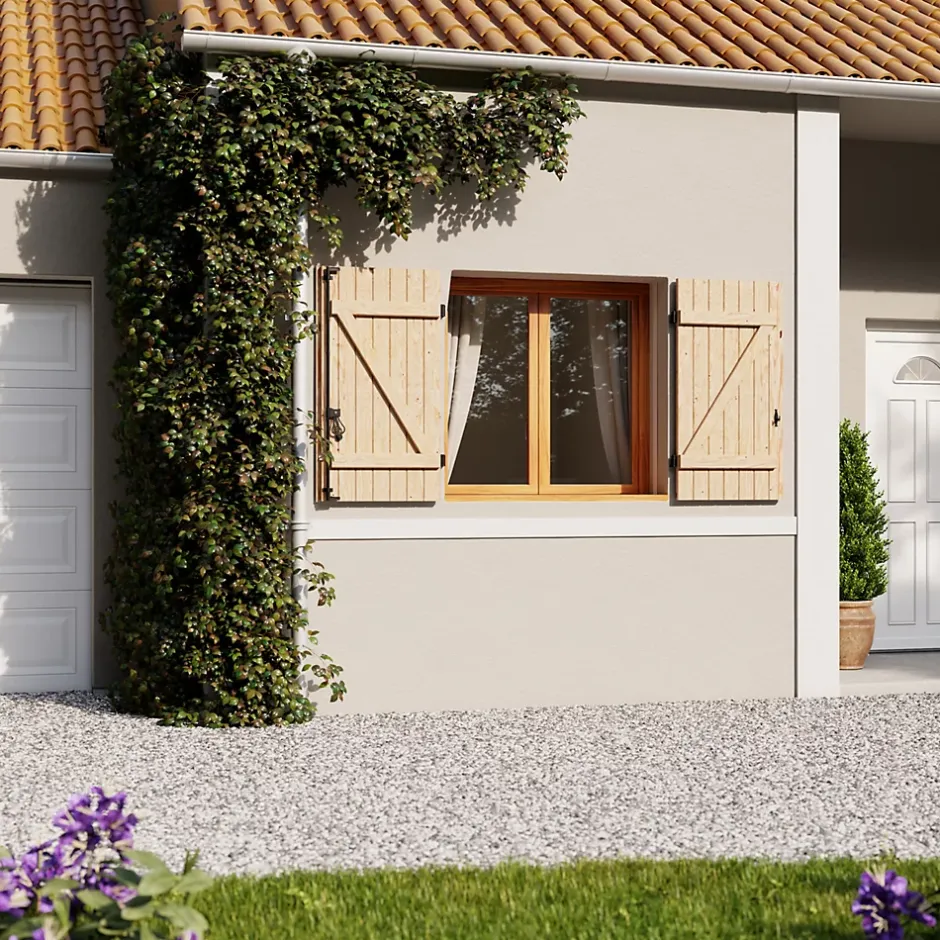 Fortia Volet battant bois naturel - l.120 x H.115 cm - 2 vantaux