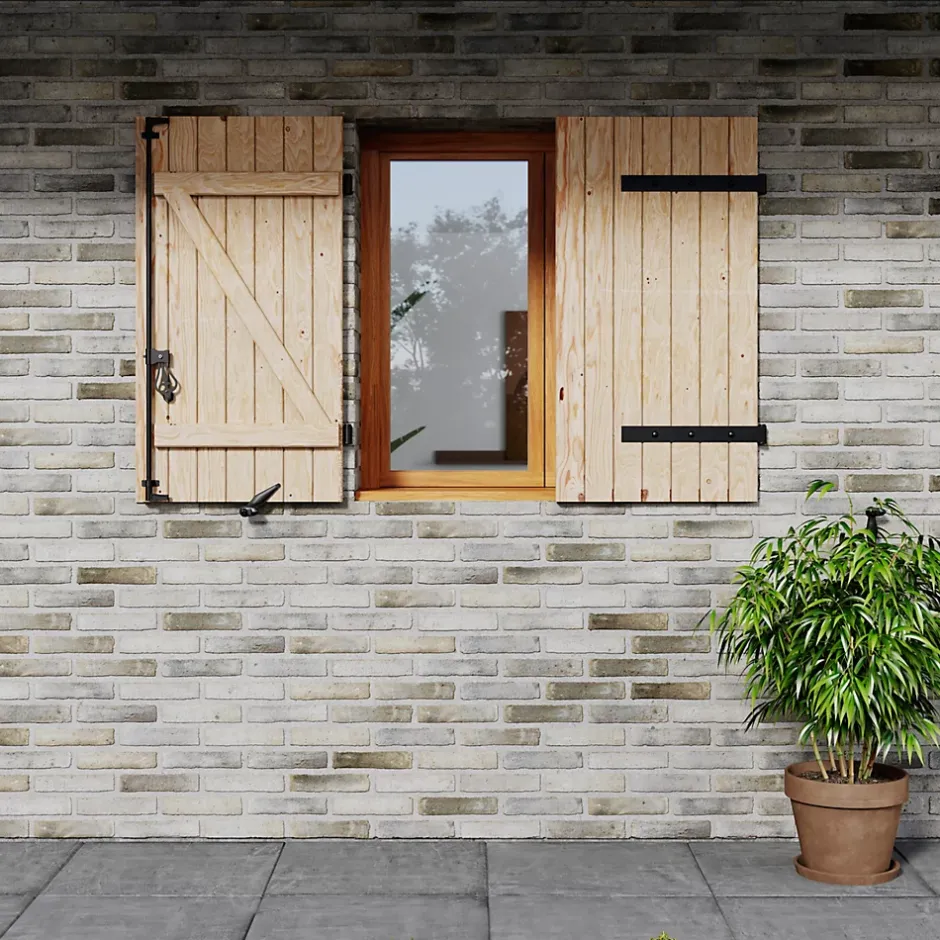 Fortia Volet battant bois naturel - l.100 x H.155 cm - 2 vantaux