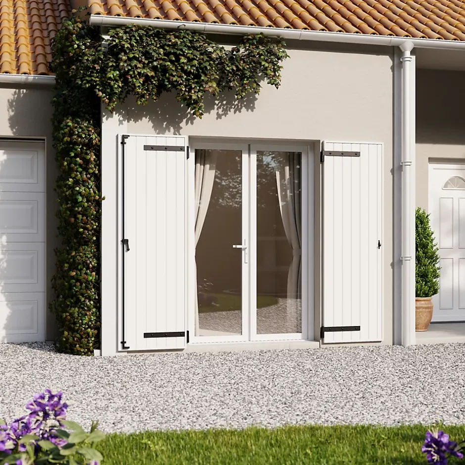 Fortia Volet battant uPVC blanc - l.140 x H.215 cm - 2 vantaux