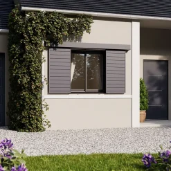 Fortia Volet coulissant aluminium anthracite - l.100 x H.135 cm - 2 vantaux