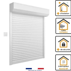 Volet-Moustiquaire Volet Roulant ALU H170 cm x L150 cm Electrique Filaire Blanc