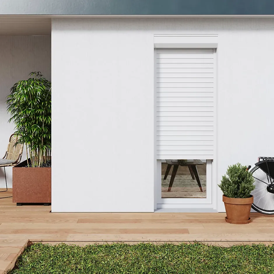 Volet roulant aluminium blanc - ouverture motorisée - - l.140 x H.215 cm-Fortia