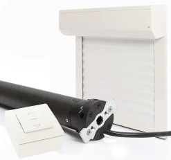 Volet Roulant Électrique Filaire - Alu Blanc - L240 x H215 cm - Motorise avec commande murale - Recoupable-Avosdim Sale