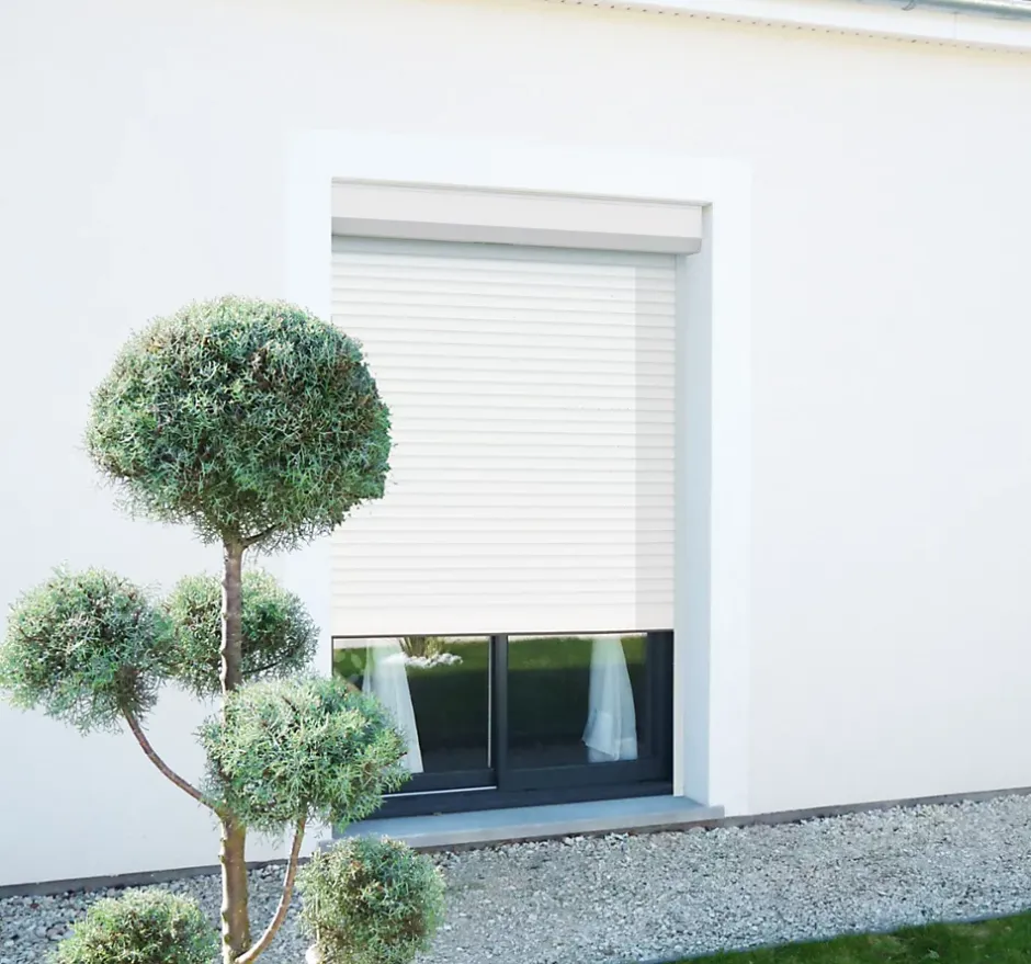 Avosdim Volet Roulant Électrique Filaire - Alu Blanc - L80 x H100 cm - Motorise avec commande murale - Recoupable