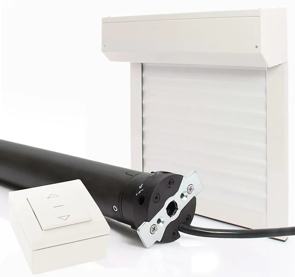 Avosdim Volet Roulant Électrique Filaire - Alu Blanc - L120 x H155 cm - Motorise avec commande murale - Recoupable